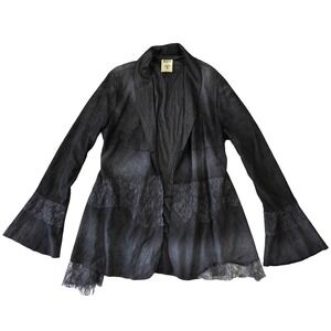 Vocal USA Womens M Open Front Cardigan Bell Sleeve Lace Whimsigoth Edgy Western